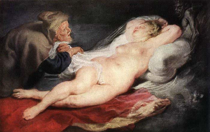 RUBENS, Pieter Pauwel The Hermit and the Sleeping Angelica China oil painting art
